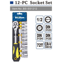 12PCS 1/2 &quot;6PT socket conjunto con suspensión de la manga